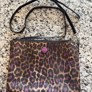 Coach Animal Print Crossbody Bag - Brown and Purple